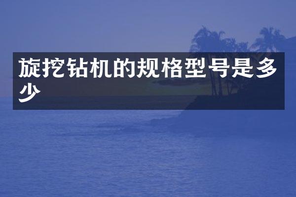 旋挖钻机的规格型号是多少(图1)